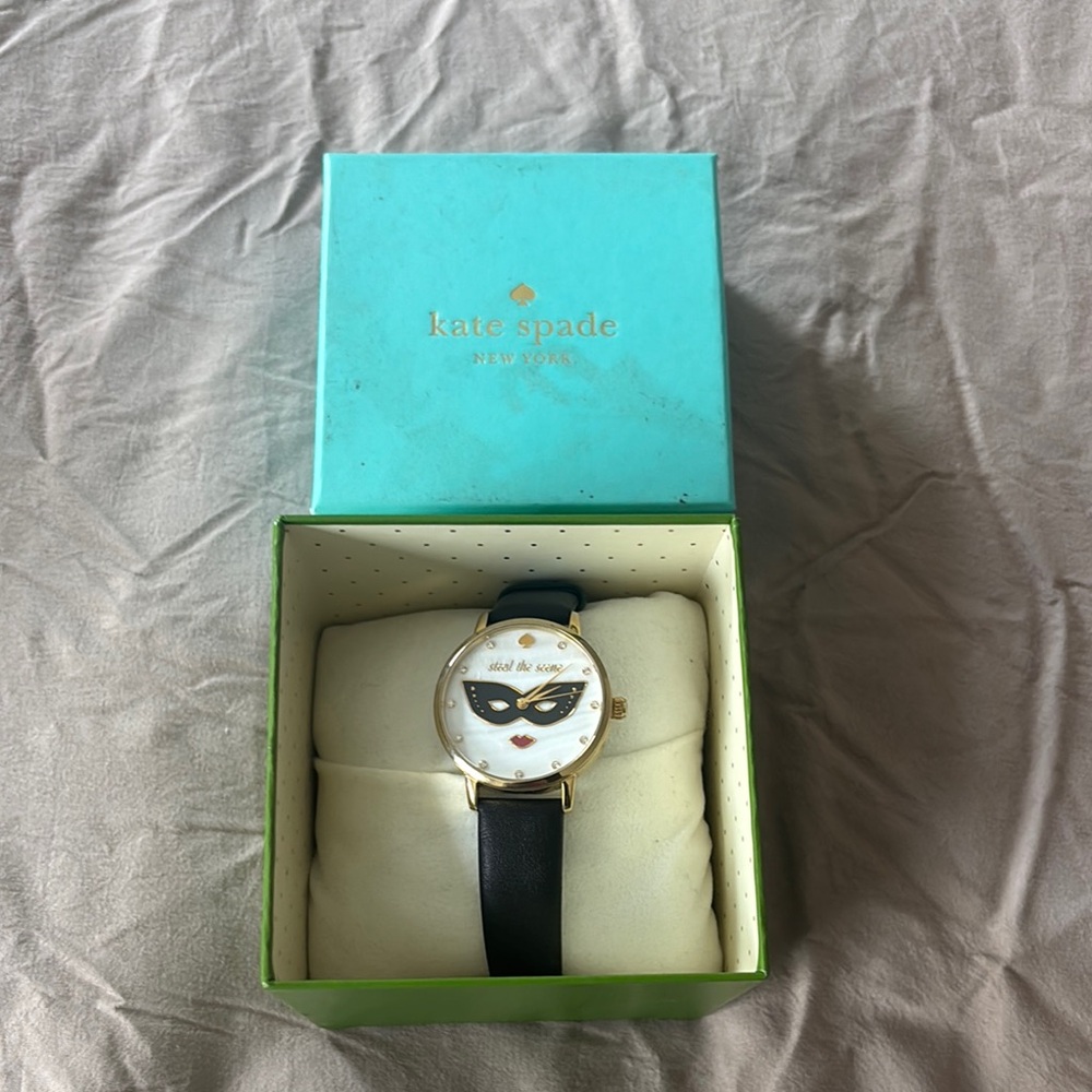 Kate Spade Black and Gold Mask Watch